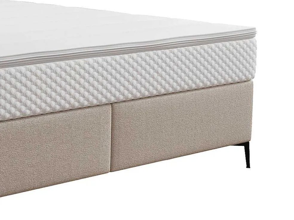 Complete Set Met Boxspring En Gecapitonneerd Hoofdbord + Bedbodem + Matras + Topmatras - 160 X 200 Cm - Stof - Beige - Inao Van Ysmee