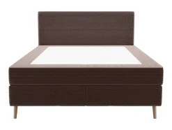 Complete Set Met Boxspring En Hoofdbord + Bedbodem + Matras + Topmatras - 160 X 200 Cm - Ribfluweel - Bruin - Nara Van Ysmee