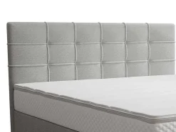 Complete Set Met Boxspring En Gecapitonneerd Hoofdbord + Bedbodem + Matras + Topmatras - 180 X 200 Cm - Stof - Lichtgrijs - Inao Van Ysmee