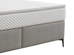 Complete Set Met Boxspring En Gecapitonneerd Hoofdbord + Bedbodem + Matras + Topmatras - 180 X 200 Cm - Stof - Lichtgrijs - Inao Van Ysmee