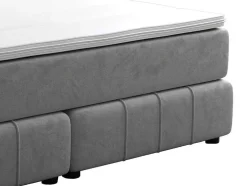 Complete Set Met Boxspring En Hoofdbord + Bedbodem + Matras + Topmatras - 160 X 200 Cm - Fluweel - Lichtgrijs - Hida Van Ysmee