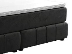 Complete Set Met Boxspring En Hoofdbord + Bedbodem + Matras + Topmatras - 180 X 200 Cm - Fluweel - Donkergrijs - Hida Van Ysmee