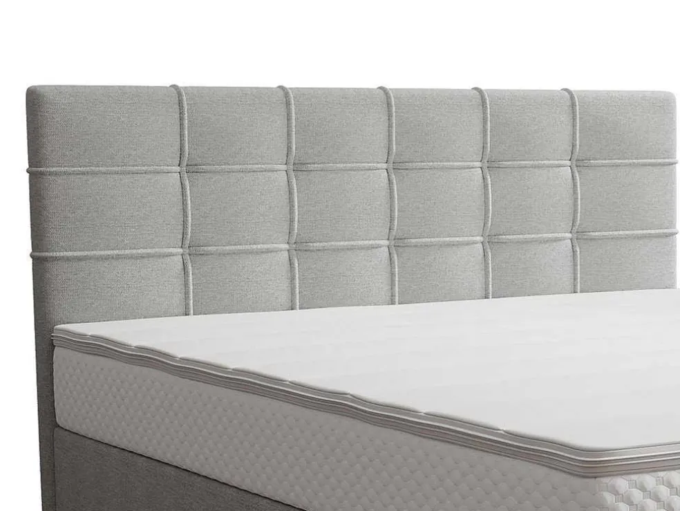 Complete Set Met Boxspring En Gecapitonneerd Hoofdbord + Bedbodem + Matras + Topmatras - 160 X 200 Cm - Stof - Lichtgrijs - Inao Van Ysmee