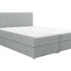 Complete Set Met Boxspring En Hoofdbord + Bedbodem + Matras + Topmatras - 160 X 200 Cm - Stof - Lichtgrijs - Onan Van Ysmee