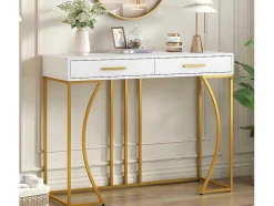 Console Met 2 Lades - Moderne Stijl - Wit & Goud