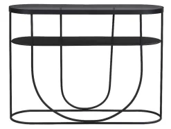 Consoletafel Met 1 Plank Van Metaal En Gerookt Glas - Zwart En Transparant - Pretoria