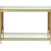 Consoletafel Van Gehard Glas En Roestvrij Staal - Goudkleurig - Nomelano - Van Pascal Morabito