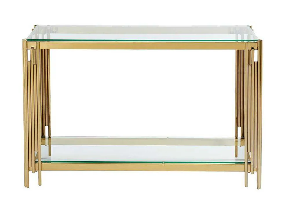 Consoletafel Van Gehard Glas En Roestvrij Staal - Goudkleurig - Nomelano - Van Pascal Morabito
