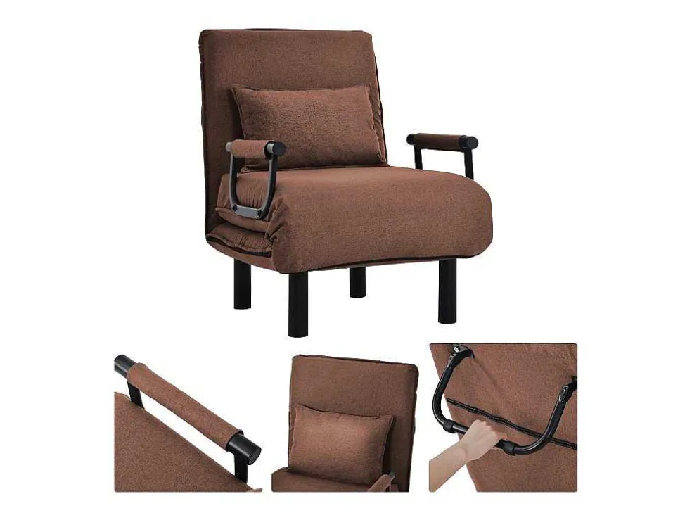 Converteerbare Stoffen Fauteuil - 6-Voudig Verstelbare Rugleuning - Bruin