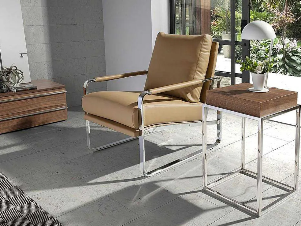 Creme Eco-Leren Gestoffeerde Fauteuil 5046 Angel Cerda
