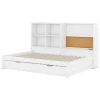 Dagbed Met Onderschuifbed - 90X200Cm - Met Tekentafel En Opbergvakken - Wit