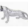 Decoratief Beeldje Panter Met Halsband, Zilver Mat Met Kraag