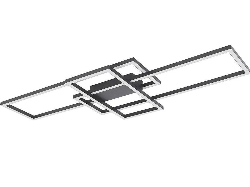 Design-Plafondlamp Met Ledverlichting Van Aluminium En Metaal - L104 X H42 Cm - Zwart - Harlow