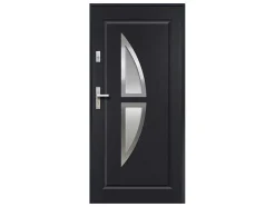 Deur Van Geglazuurd Staal En Inox H.207 X B.100 Cm Antraciet - Links Duwen - Covas