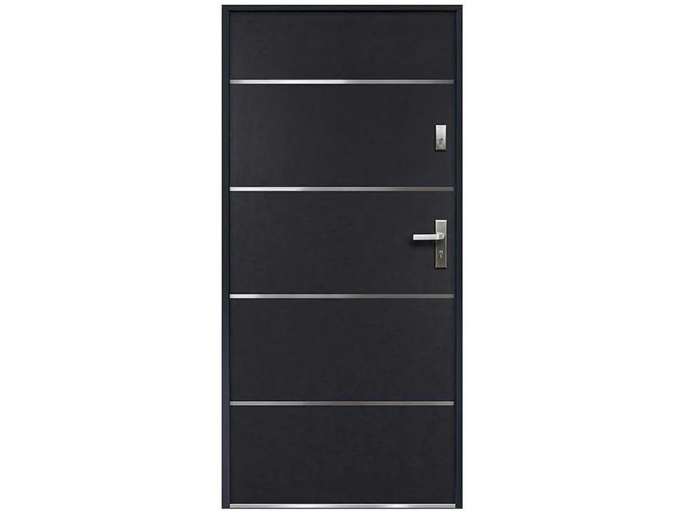 Deur Van Massief Staal En Inox H.207 X B.100 Cm Antraciet - Rechts Duwen - Naxara
