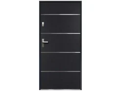Deur Van Massief Staal En Inox H.207 X B.100 Cm Antraciet - Links Duwen - Naxara