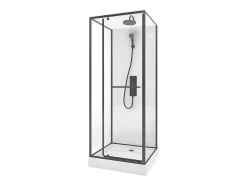 Douchecabine Met Omkeerbare Plaatsingsrichting- Aanpasbare Hoogte - Matzwart - L80 X B80 X H213/232 Cm - Savito