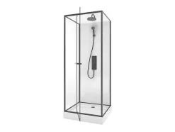Douchecabine Met Omkeerbare Plaatsingsrichting- Aanpasbare Hoogte - Matzwart - L80 X B80 X H213/232 Cm - Savito