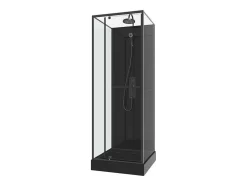 Douchecabine Met Omkeerbare Plaatsingsrichting En Aanpasbare Hoogte - Zwart - L90 X B90 X H213/232 Cm - Damilu