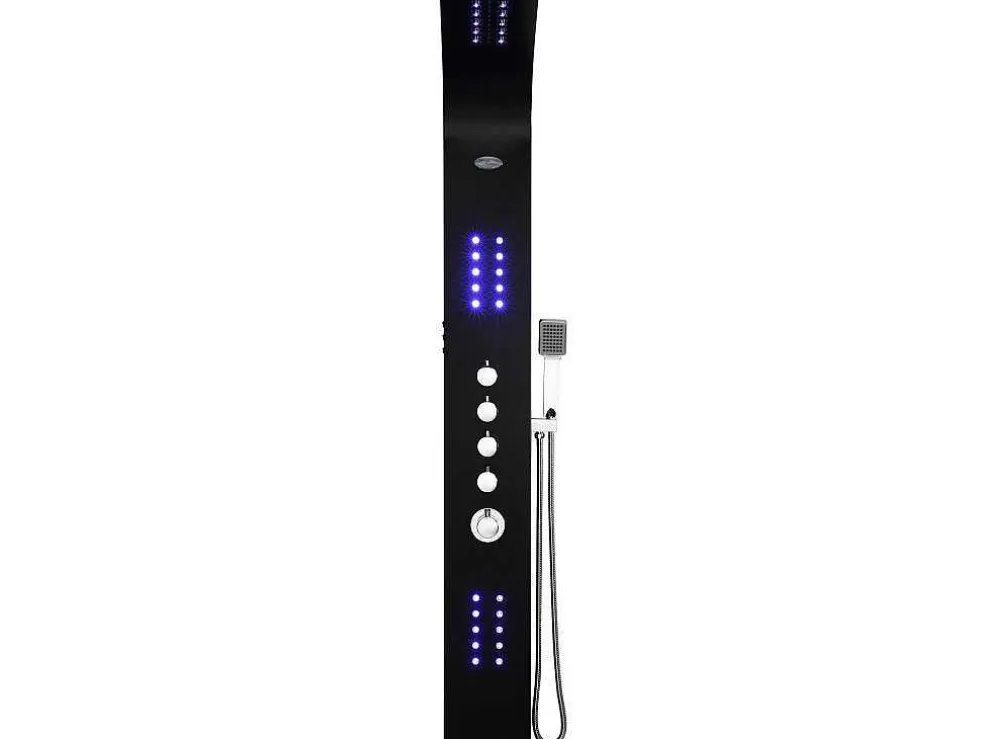 Douchekolom Felicita Met Thermostaatkraan, Balneotherapie En Led-Verlichting - 20*165Cm - Zwart