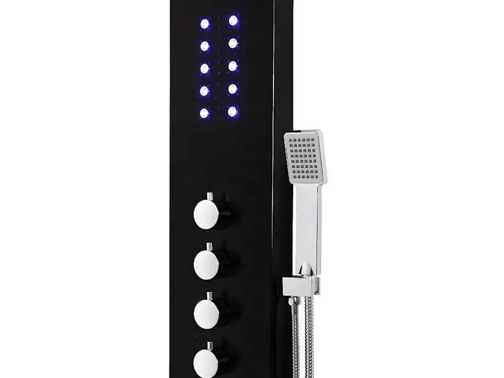 Douchekolom Felicita Met Thermostaatkraan, Balneotherapie En Led-Verlichting - 20*165Cm - Zwart