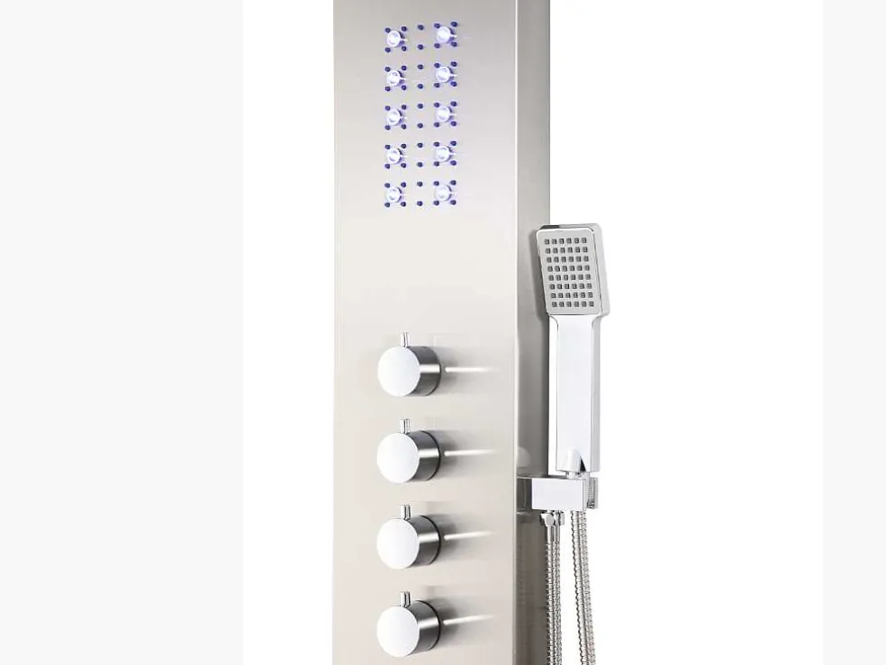 Douchekolom Felicita Met Thermostaatkraan, Balneotherapie En Led-Verlichting - 20*165 Cm