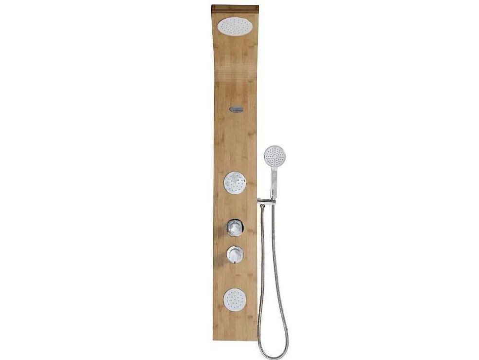 Douchekolom Met Massagestralen Tissia, Tropische Regen En Paneel Van Bamboe - 20 X 140 Cm