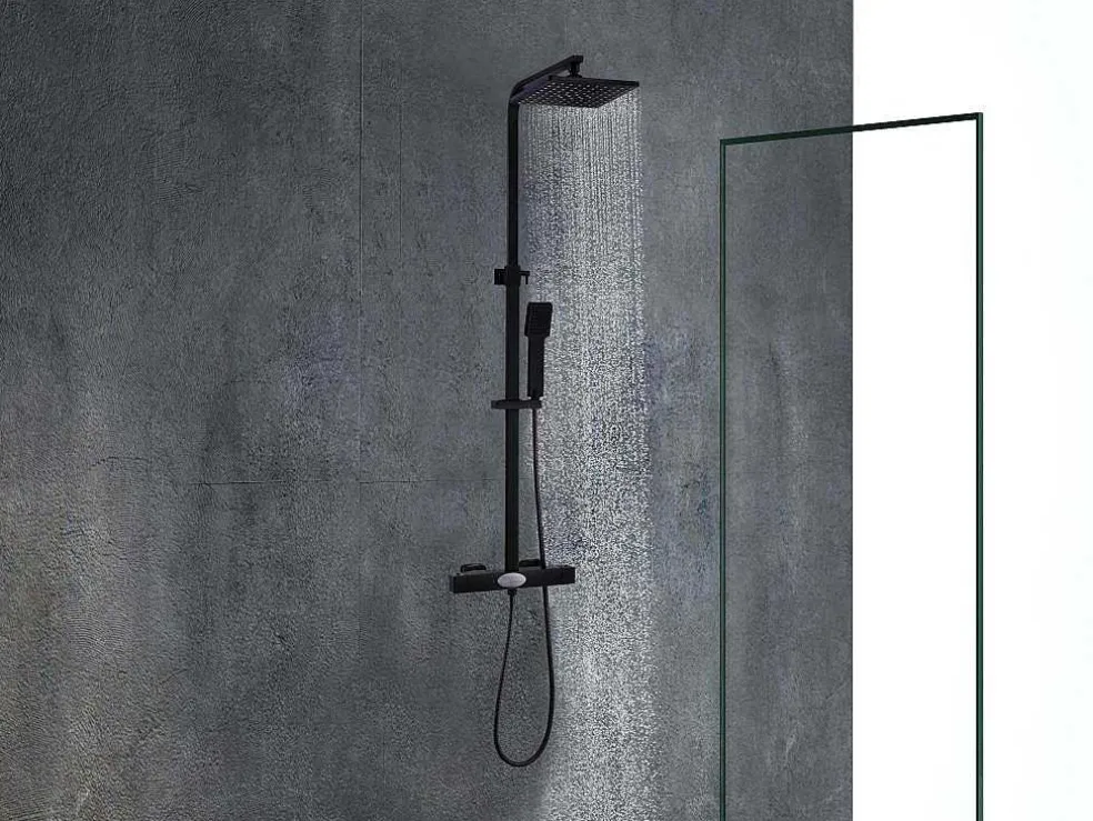 Douchekolom Peneda Van Mat Zwart Roestvrij Staal - 125 Cm