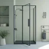 Douchewand Met Draaideur, Mat Zwart, Industriele Stijl - 120 X 80 X 195 Cm - Toroni