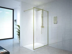 Douchewand Voor Inloopdouche 120 X 200 Cm Goudkleurig Gehard Glas Amberi