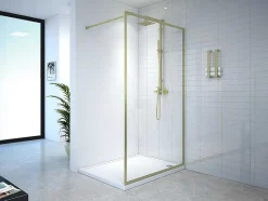 Douchewand Voor Inloopdouche 120 X 200 Cm Goudkleurig Gehard Glas Amberi
