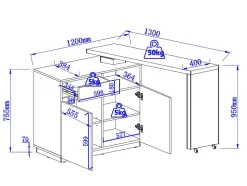 Draaibaar Barmeubel Eldir - 2 Deuren, 1 Lade En 1 Nis - Mdf - Eiken & Zwart
