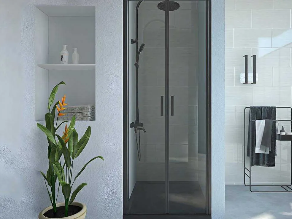 Draaibare Douchedeur - 70 X 195 Cm - Matzwart - Gehard Glas - Sarasota