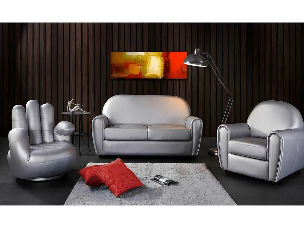Draaiende Fauteuil Catchy Van Kunstleer - Zilverkleurig