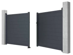 Draaipoort Van Aluminium Antraciet - L355 X 166 Cm - Nazario