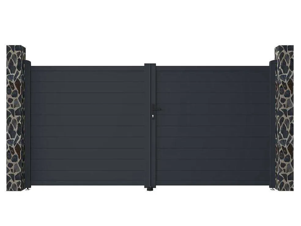 Draaipoort Van Aluminium Antraciet - L355 X 181 Cm - Nazario