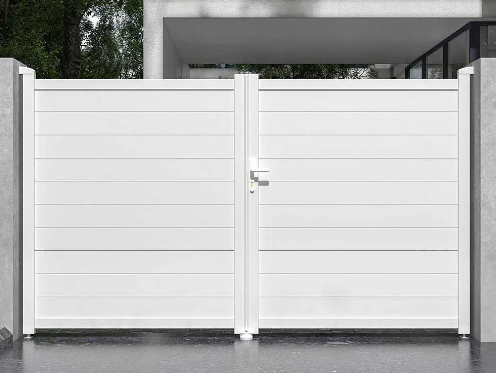 Draaipoort Van Aluminium L305 X H181 Cm Wit - Nazario