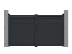 Draaipoort Van Aluminium - L. 305 X H. 181 Cm - Antraciet - Viazo
