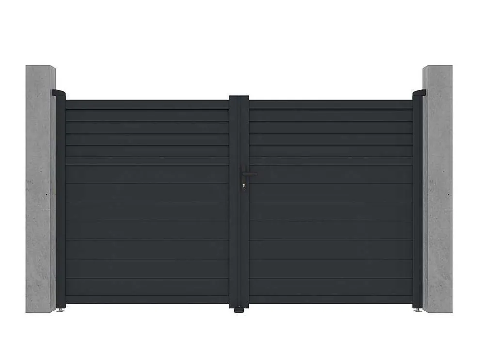 Draaipoort Van Aluminium - L. 305 X H. 181 Cm - Antraciet - Viazo