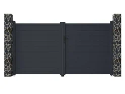 Draaipoort Van Aluminium Antraciet - L305 X 166 Cm - Nazario