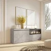 Dressoir, Opbergkast, 210, 4 Deuren, Elektrische Haard Xxl, Cement