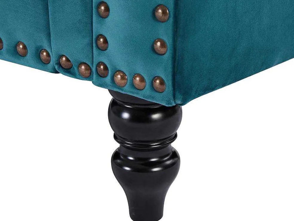 Drie- En Tweezitsbank Van Blauwgroen Velours Turner