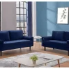 Drie- En Tweezitsbank Van Fluweel Fleuet - Donkerblauw