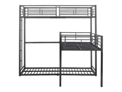 Driedubbele Stapelbedden 90 X 200 Cm - Hoge Reling En Ladder - Metaal - Zwart