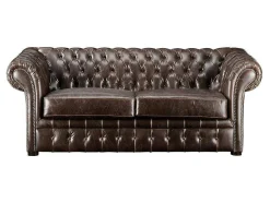 Driezits- En Tweezitsbank Chesterfield Clotaire Van 100% Leer Met Lived-In Aspect