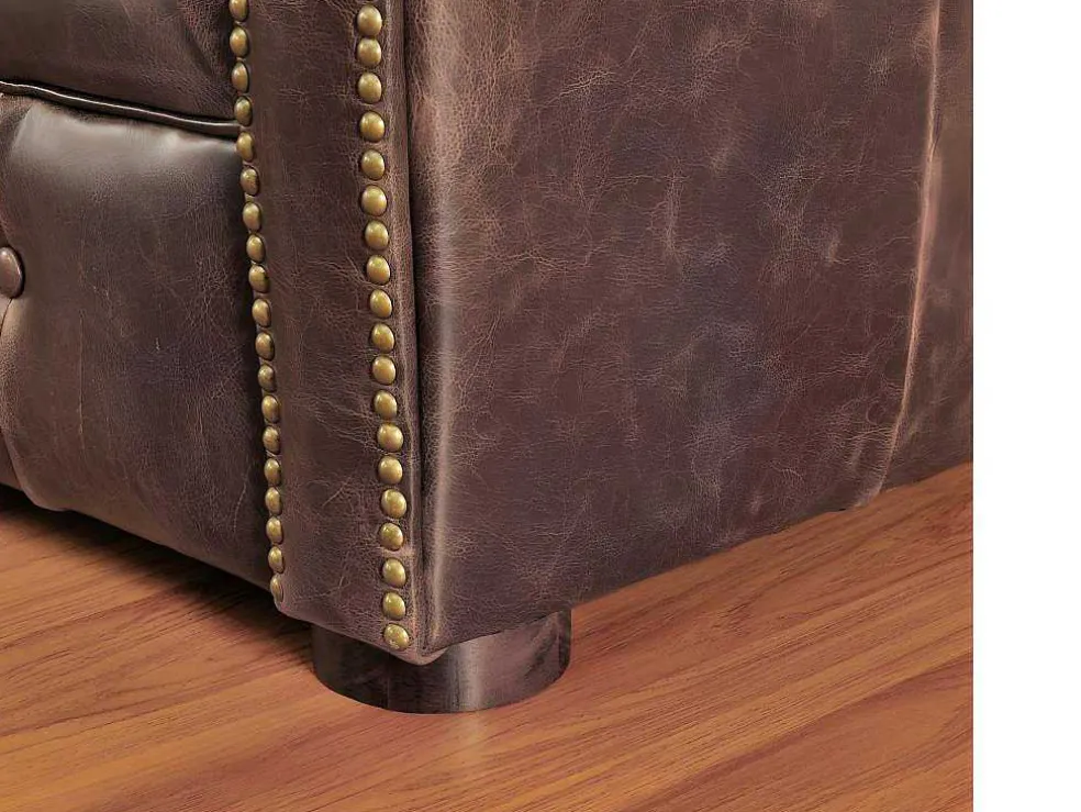 Driezits- En Tweezitsbank Chesterfield Clotaire Van 100% Leer Met Lived-In Aspect