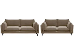 Driezits- En Tweezitsbank Van Fluweel Kestrel - Beige