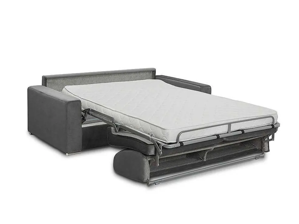 Driezits Express Bedbank Van Fluweel Calito - Antraciet - Tweepersoonsbed 140 Cm - Matras 14 Cm