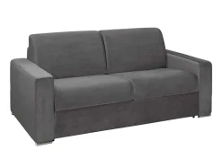 Driezits Express Bedbank Van Fluweel Calito - Antraciet - Tweepersoonsbed 140 Cm - Matras 14 Cm