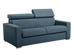 Driezits Express Slaapbank Van Stof Vizir - Blauw - Slaapafmeting Met Brede Latten 140 Cm - Matras 18 Cm